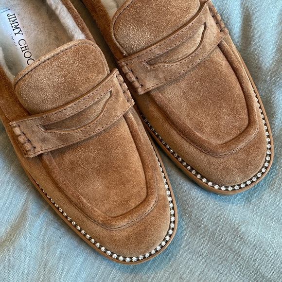 Jimmy Choo Deanna Shearling-Lined Suede Loafers Size EU 40/ US 9 - Picture 10 of 11